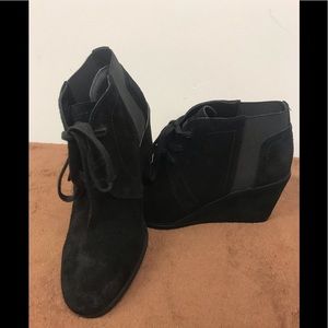 Franco sorta black wedge lace up booties
